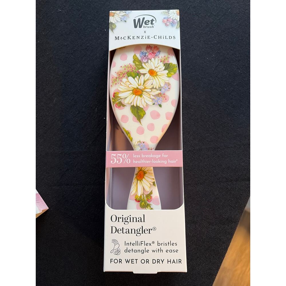 Mackenzie Childs x Wet Brush Original Detangler Brush Pink Flowers Polka Dot NEW
